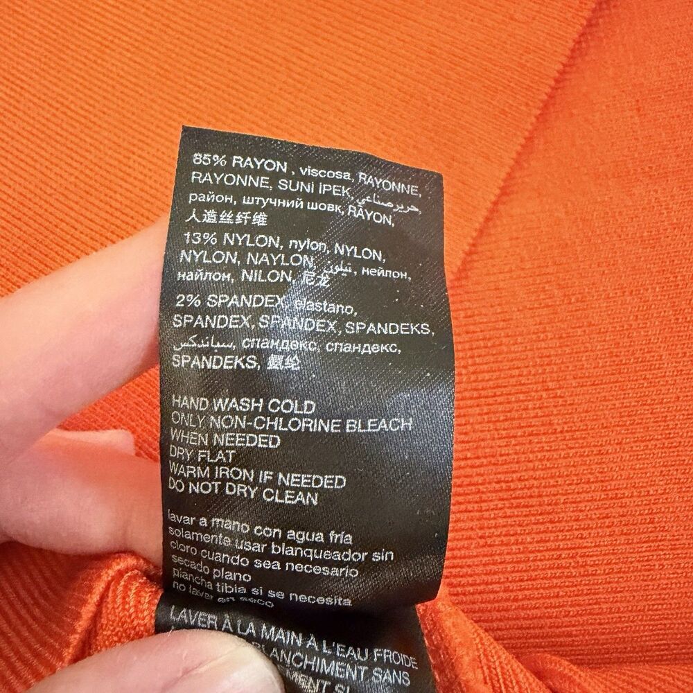 Bebe Brigit Braided Back Bandage Dress Neon Orange Strappy Bodycon L NWT - Picture 10 of 11